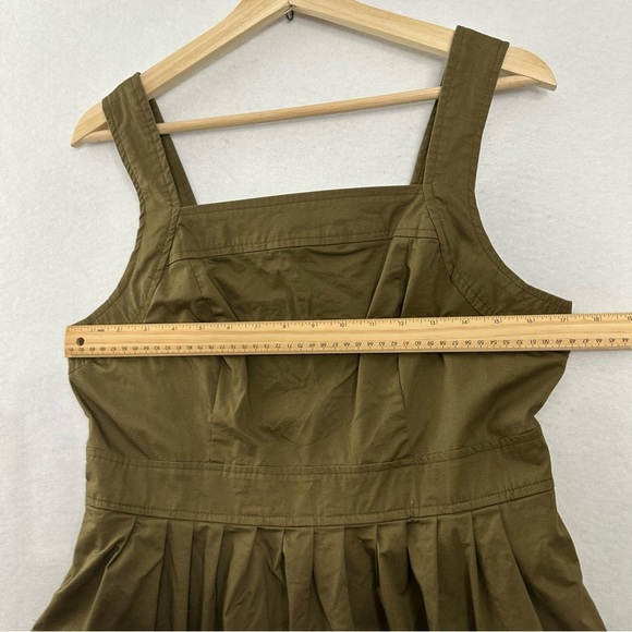 Knox Rose Milkmaid Midi Dress Womens Medium Olive Green Pockets Smocked Fall - Picture 4 of 11